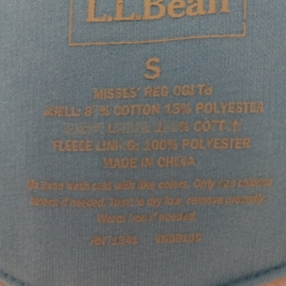 LL Bean Hoodie Women Small Powder Blue Sherpa  Lined Full Zip  Sweatshirt Jacket - Picture 4 of 6